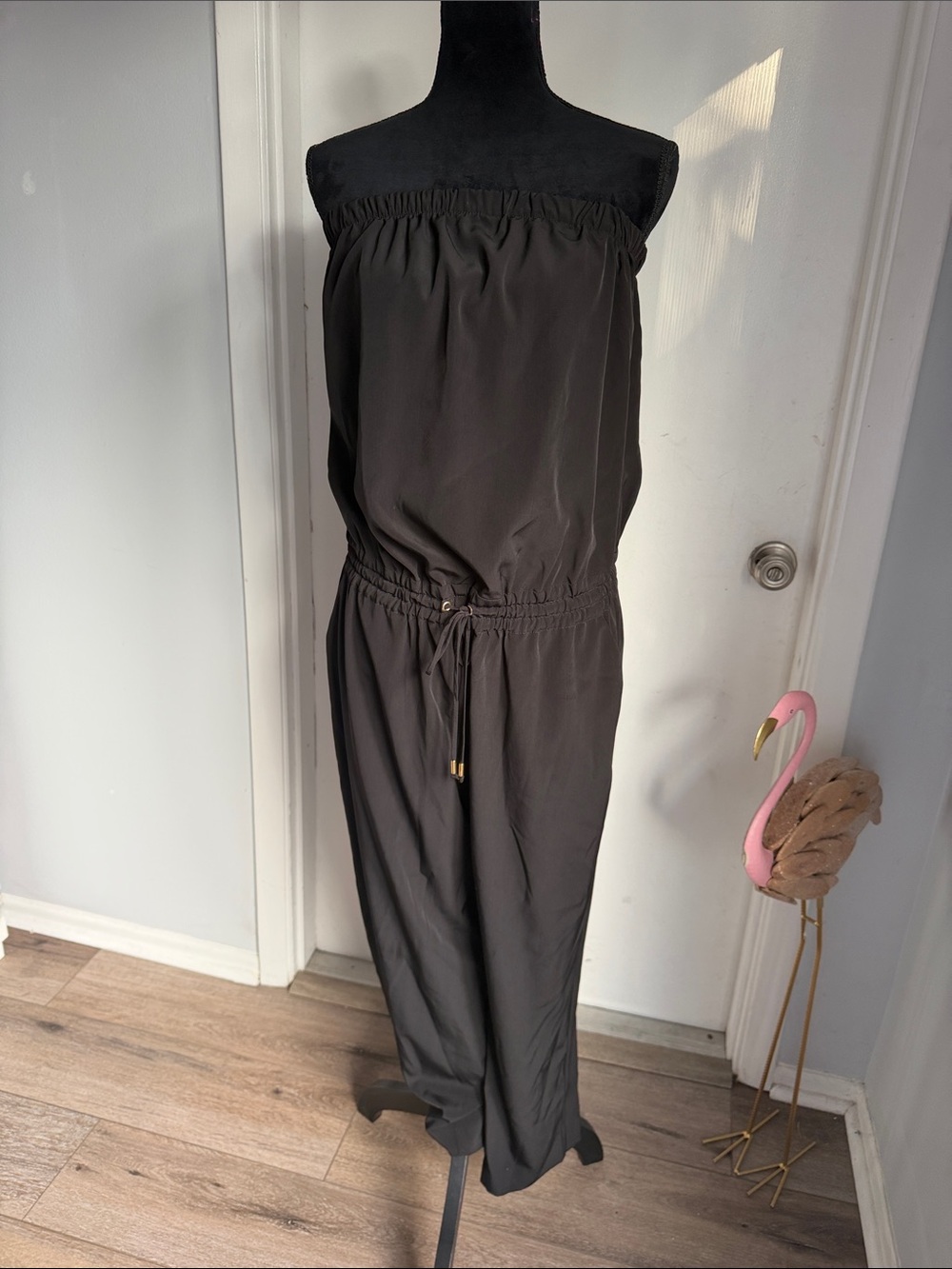 Express brand Strapless Black Drawstring Jumpsuit